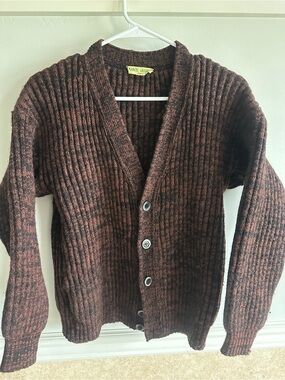 Men's Brown Ribbed Button Cardigan